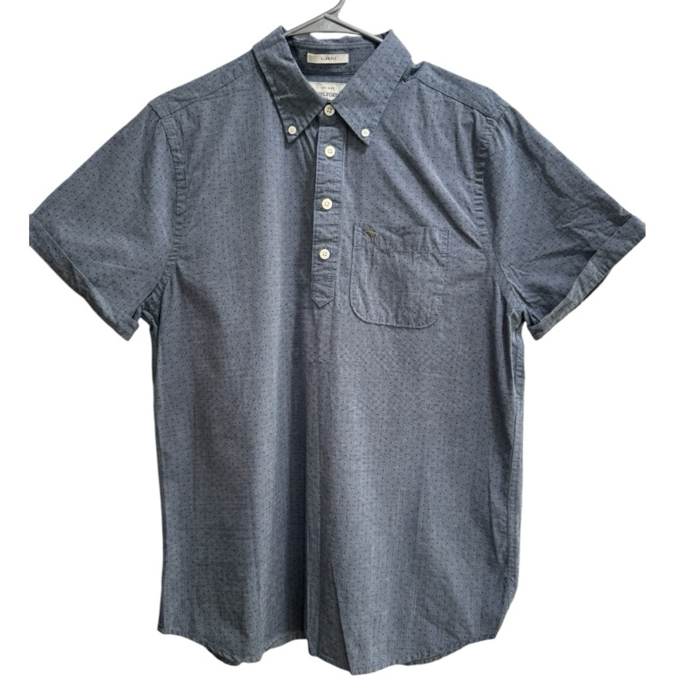 Abercrombie & Fitch Classic Shirt Sleeve 1/2‎ Button Up, Size Medium Blue Dots